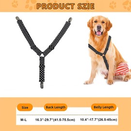 TenaLucy Dog Nappy Suspenders, Dog Nappy Suspenders, Dog Suspenders for Female Dogs, Dog Braces for Pets, Dog Nappy Suspenders, Dog Nappy Harness, Adjustable (L), Black with white polka dots