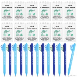 Haiabei 24 Pcs You're Turtley Awesome Inspirational Gift include Retractable Bamboo Pens with Mini Spiral Notebooks Employee Appreciation Gifts Bulk Thank You for Staff Coworkers Graduation Gift