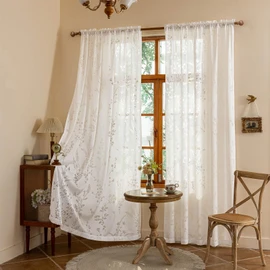 WUBODTI - Cortinas florales de privacidad que dejan entrar la luz en la sala de estar, con bolsillo para barra, elegantes cortinas semitransparentes de 84 pulgadas de largo, 2 paneles para recámara