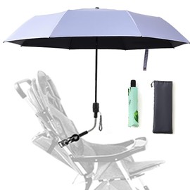 Nakazawa Parasol Portatif Voyage,Beach Umbrella Portable,Umbrella Stroller,With Umbrella Clip Fixing Device, UPF 90+ UV Protect Pushchair Sun Parasol (Silver)