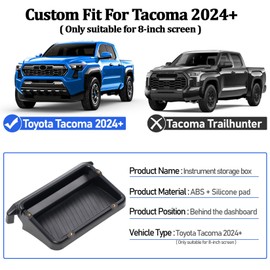 8-Inch Center Console Organizer for 2024+ Toyota Tacoma Screen – Custom-Fit Dash Storage Box with Anti-Slip Silicone Pad & Hidden Tray, Non-Slip Interior Accessories (Exclusively for 8 Inch Screens)