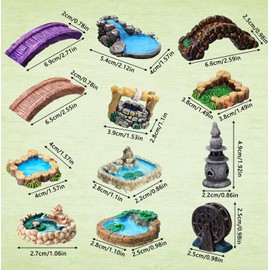 Plank Bridge Miniature Fairy Garden Accessories, Miniature Pond Lawn Garden Ornament Figurines, Mini Lighthouse Bridge Figurines, Micro Landscape Ornaments for DIY Kit Statues, Brown