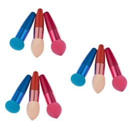 Ipetboom 9pcs Cosmetic Brush Collection Powder Sponge Puff Makeup Pads Brushes Synthetic Hair for Professionals Diy Users Random Color