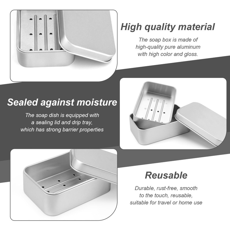 SHENGYIG Pack of 3 Aluminium Soap Box, Soap Dish with