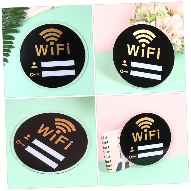 LALAFINA WiFi Sign Emblems Office Decor Black Trim Large WiFi