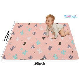 50x50 Play Mat for Playpen Foldable Baby Play Mat Large Tummy Time Mat, Non Slip Washable Baby Play Mats for Floor, Portable Travel Baby Crawling Mats for Toddlers and Infants
