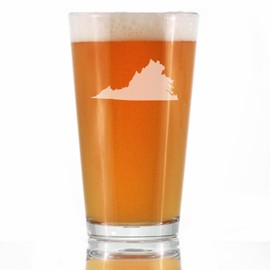 Virginia State Outline Pint Glass for Beer - State Themed Drinking Decor and Gifts for Virginian Women & Men - 16 Oz Glasses