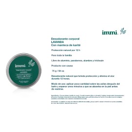 Immi Desodorante Crema Lavanda Aluminio 75g Proteccion 12h Libre Manchas