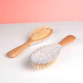 TISHAA Bling Dazzling Rhinestone Detangling Anti Frizz Brush - Soft Brush Bristles, Glide Through Tangles With Ease For All Type of Hair, Wet And Dry Hair (White)