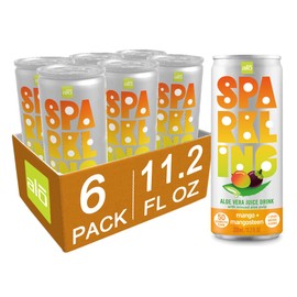 ALO Sparkling Mango & Mangosteen Carbonated Aloe Vera Juice Drink | 11.2 fl oz, Pack of 6 | Plant-Based Beverage, Vegan
