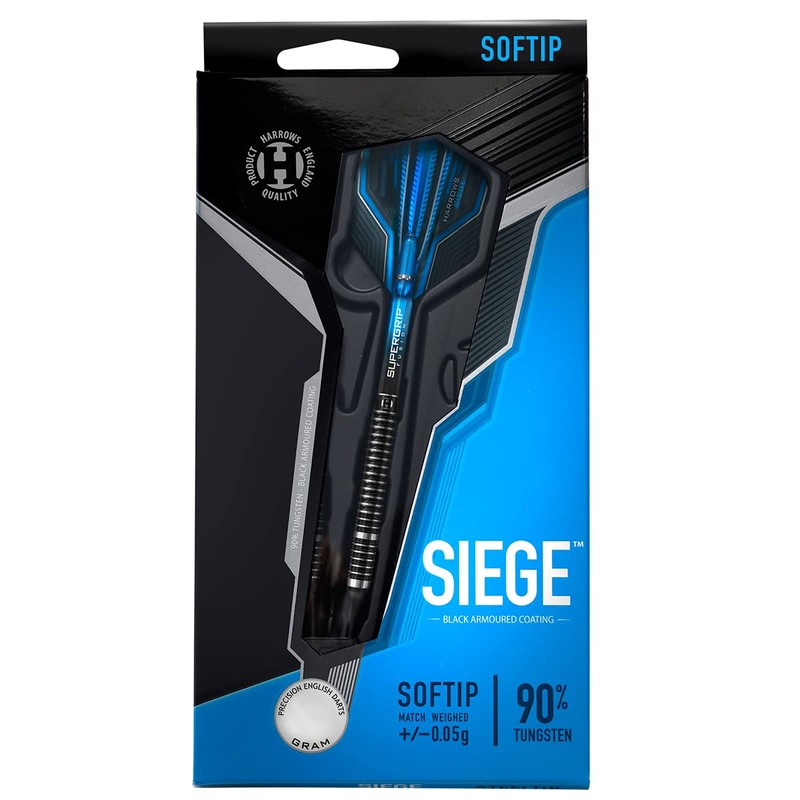 Harrows Siege 90% Tungsten Darts, Soft Tip, Pack of 18