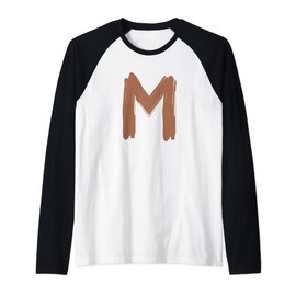 Creative Bold Leather Letter M - Design - Alphabet - Marker Raglan Baseball Tee
