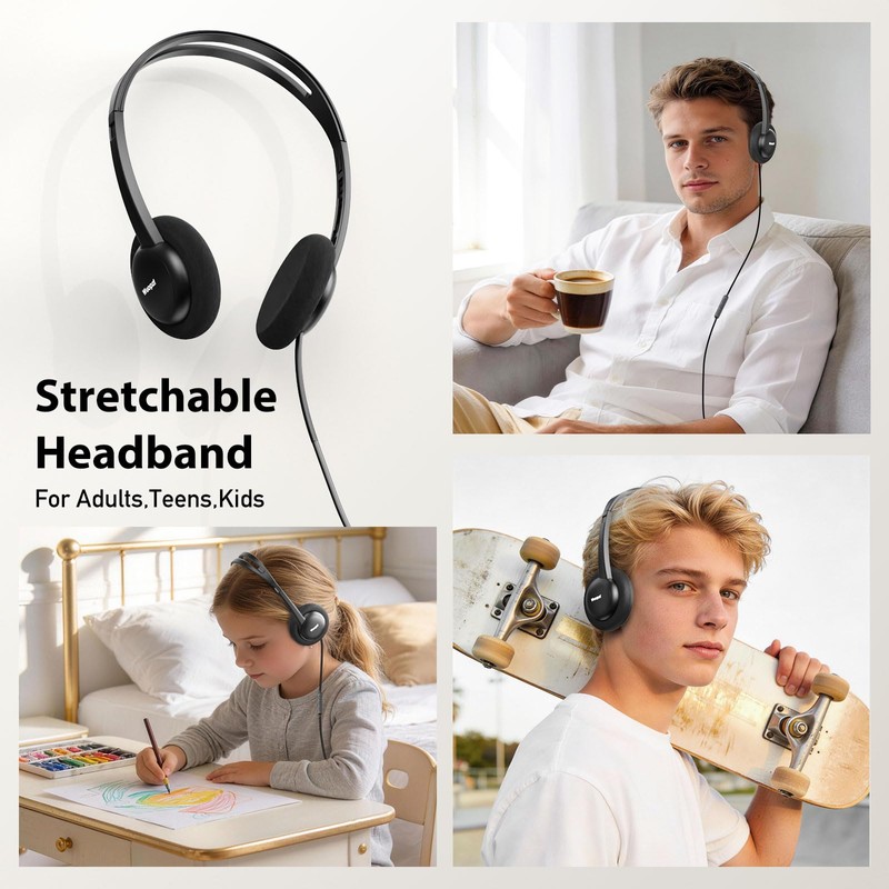Wuopzf USB-C Wired on-Ear Headphones with Microphone & in-Line Control,