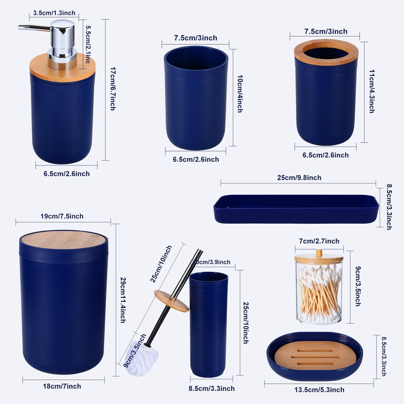 iMucci Bathroom Accessories Set Navy Blue Bathroom Decor Sets with