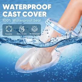 Fxdunjr Waterproof Foot Cast Cover for Shower Adult Shower Boots for Foot after surgery with Non-Slip Bottom Cast Protector for Surgery Bandage Dressing Wound [2025 Reusable]