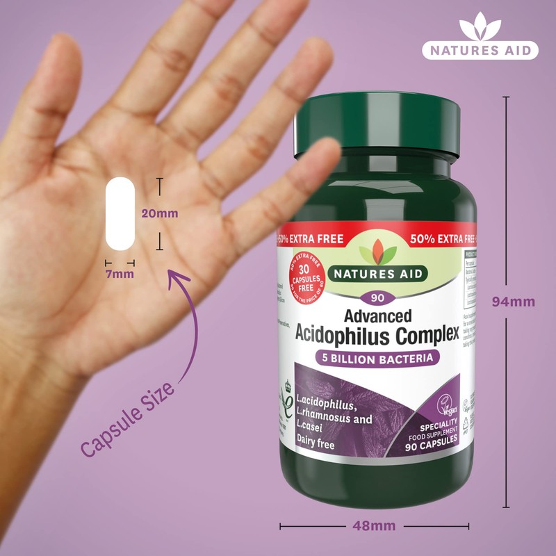 Natures Aid Acidophilus Complex, 5 Billion Bacteria, 90 Capsules (Lactobacillus