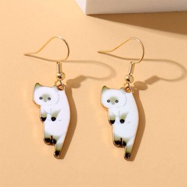 Cat Earrings for Girls Women Cute Enamel Cartoon Kitten Drop Dangle Earring with Hypoallergenic French Hook Sweet Lovely Birthday Gifts Party