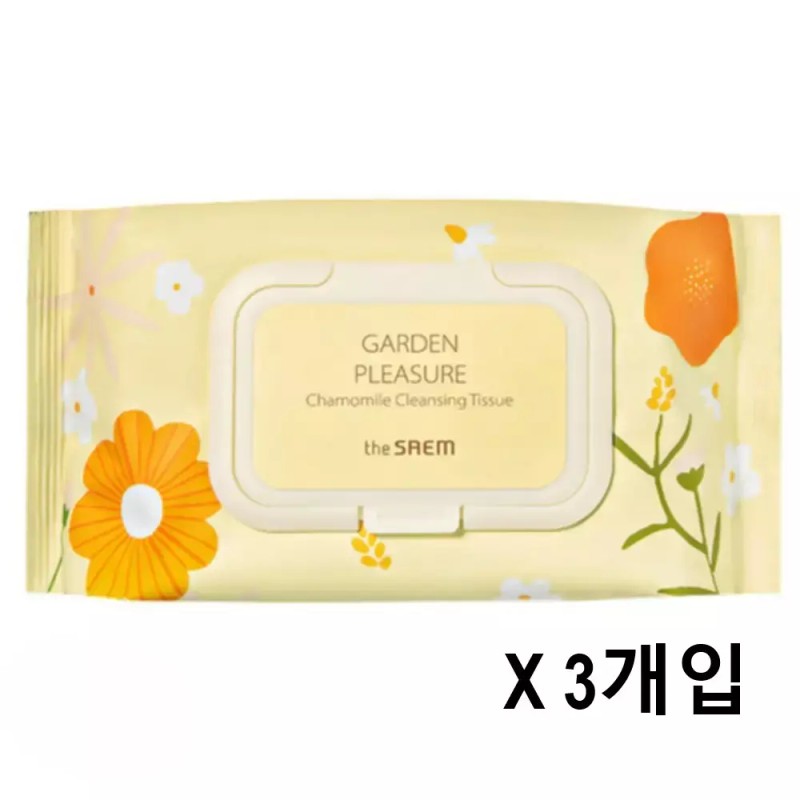 The Saem 더샘 가든 플레져 캐모마일 클렌징 티슈 100매 3개입