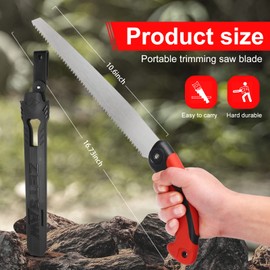 Pruning Saw with Scabbard Japanese Fixed Straight Hand Saw, Portable Tree Limb Cutter 11 Inch Blade Garden Pruner tool for Camping, Dry Wood and Fruit Trees