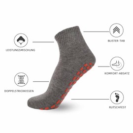 NOVAYARD 5 Pairs Non-Slip Socks Stopper Socks Grip Pilates Hospital Yoga Socks Non-Slip Socks for Men Women, gray