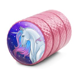 GRAPHICS & MORE Majestic Unicorn Pink Purple Blue Tire Rim Wheel Aluminum Valve Stem Caps