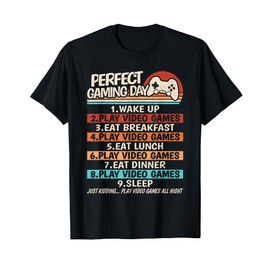 Perfect Gaming Day Gamer Video Games Men Teen Boys Kids T-Shirt