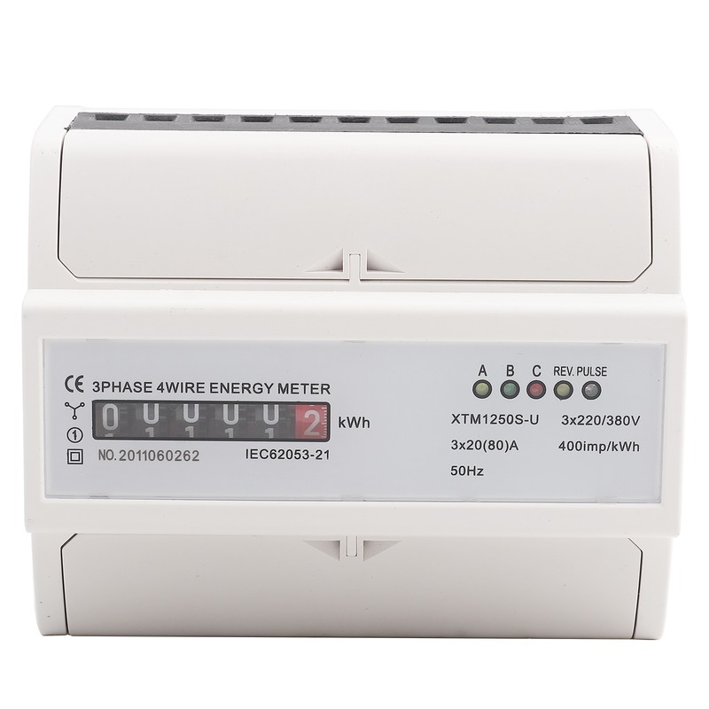 Digital 3phase 4 Wire DINRail Electric Meter 20(80)A Electronic KWh