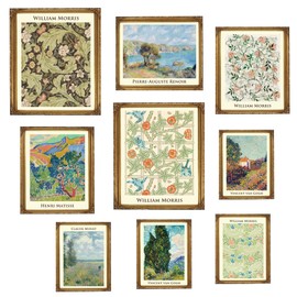ANKAZA Vintage Wall Art - Eclectic Home Decor, Famous Paintings Wall Art, Maximalist Decor, Matisse, William Morris, Van Gogh Prints Set of 9 Picture, Eclectic Wall Decor for Gallery, Dorm (Unframed)