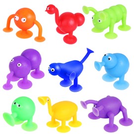 9Stück Sauger Spielzeug, Badespielzeug Weiche Silikonbausteine Saugspielzeug mit Tierform Kreatives und lehrreiches Sucker Spiel Sensorisches Spielzeug für Stressabbau Eltern-Kind Interaktives Spiel