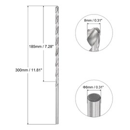 uxcell 8mm Twist Drill Bits, High-Speed Steel Straight Shank Extra Long Drill Bit 300mm Length for Wood Plastic Aluminum