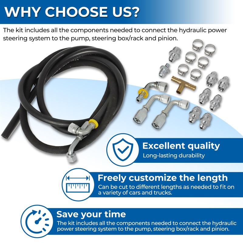 Motoparty Universal Steering Hose Hookup Kit for Hydroboost Power Brake