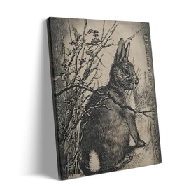 Easter Canvas Wall Art Decor - Vintage Easter Bunny Sketch Frame painting, Animals Painting Picture, Rustic Rabbit Artwork, Ideal for Bedroom Nursery Kids Room Holiday Decoration 8X10 inch