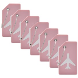 7 Pack Silicone Luggage Tag Baggage Handbag Travel Suitcase Tags with Name ID Card Perfect to Quickly Spot Luggage Suitcase (Pink）