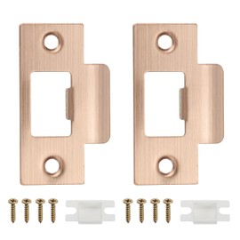 PATIKIL 2-3/4" Door Lock Strike Plate,2 Pcs Stainless T Strike Deadbolt Strike Plate,Door Backplate with Screw for Interior Exterior Door Use(Large Hole), Red Bronze