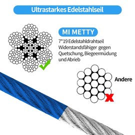 Mi Metty Tie Out Leads for Dogs, Leads with Shock-Absorbing Spring, Dog Lead for the Yard, Pet Lead for Medium to Large Dogs (Blue, 20 ft-6 m)