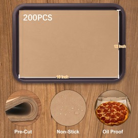 UeqIns Unbleached Parchment Paper Baking Sheets, 12x16 Inch, Pre-Cut, Non-Stick Parchment for Baking, Cooking, Grilling, Air Fryer, Steaming Eco-Friendly, Heavy Duty (200)