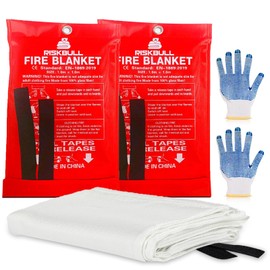 Emergency Fire Blanket for Home and Kitchen 2 Pack 40” x 40” Fiberglass Fire Safety Blanket Suppression Emergency With Gloves for School Fireplace Grill Car Office Garage Welding Warehouse Safety