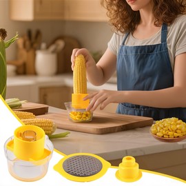 IURRDOP Corn on the Cob Stripper Tool, Corn Sheller - Quickly Strip and Peel Corn, Includes a Bowl for Corn Kernels, Grinder, and a Safe Handle