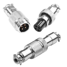 QIANRENON Docking GX12 4Pin Aviation Plug Socket Gold Plated GX12 4Pin Aviation Plug Solder Connector GX12-4 Quick Inline Airline Plug Nut Lock 400V/5A, for Electrical Electronic Signal,2Pcs
