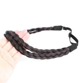 BOBIYA Women Girls Double Three-Strand Braided Synthetic Hair Headband (Dark Brown)