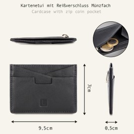 LEDEROW Men's Thin Leather Card Holder - Credit Card Holder with Coin Compartment - Mini Wallet for Men and Women - Slim Wallet RFID Protection in 5 Colours, black, rfid wallet