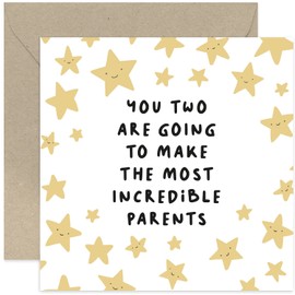 Old English Co. Make Great Parents Baby Announcement Card for Couple - Arrival Pregnancy Card for New Expecting Parents - Cute Baby Shower Card for Mumm To Be - Neutral Design | Blank Inside Envelope