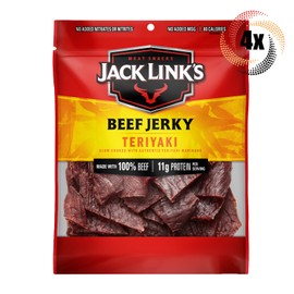 JACK LINK'S 4x Bags Jack Link's Teriyaki Beef Jerky | 3.25oz | 100% Beef | 11G Protein
