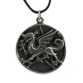 Pentacle of the Dragon Pendant 1.25" Pewter Pentagram Amulet - US Made!