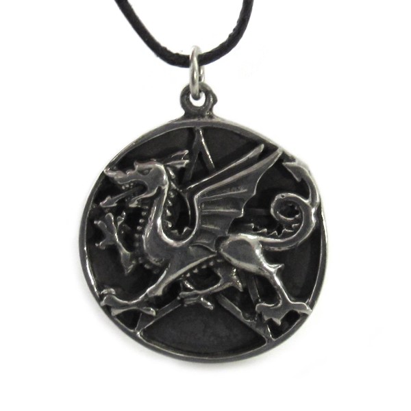 Pentacle of the Dragon Pendant 1.25" Pewter Pentagram Amulet -