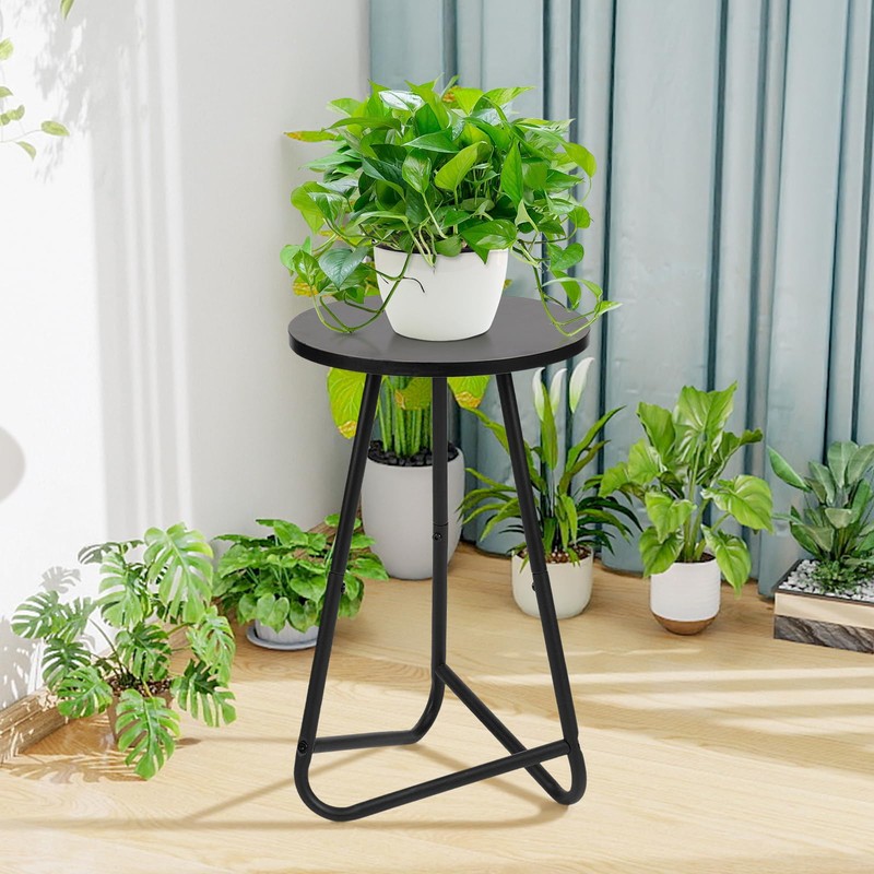 Plant Stand Indoor,Small Plant Table,Metal Display Rack,Black,20 In