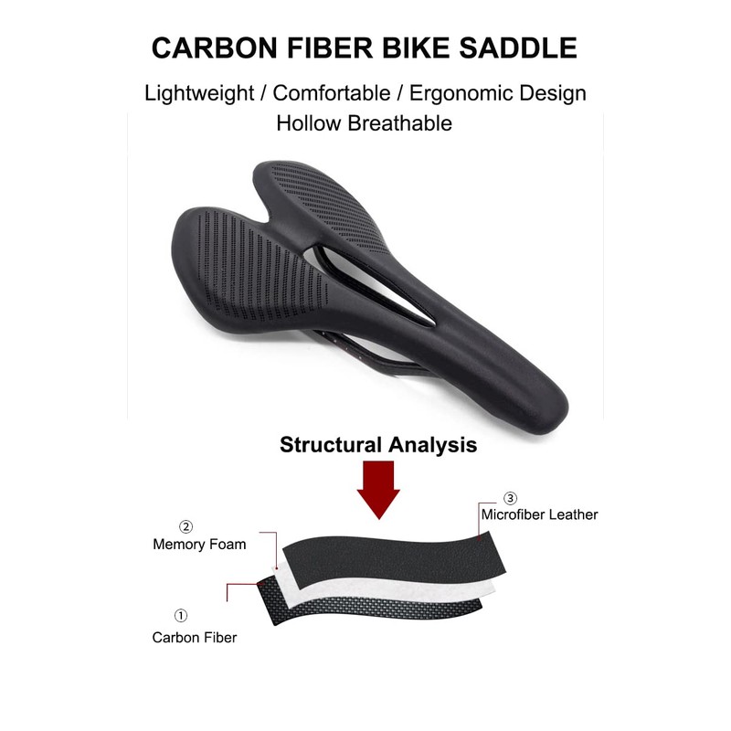 Hliya Carbon Bicycle Saddle Mountain Bike Saddle/Racing Saddle, Ultralight Non-Slip