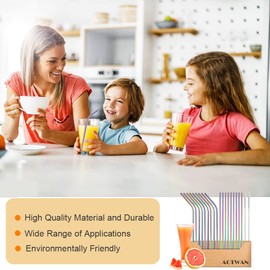 AOTWAN Metal Straws Coloured Stainless Steel Straws 20Pcs Include 9 Straight + 9 Bent + 2 Cleaning Brushes Metal Straws Drinking Reusable Straw for Smoothie,Milkshake,Cocktail