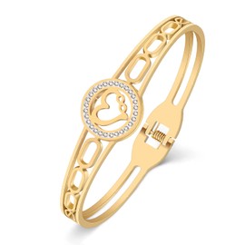 LONYOO Dainty 18K Gold Bracelet Bangle Stainless Steel Plated Gold Silver Bracelet for Women Girls Rhinestone Jewellery, Stainless Steel, Rhinestone