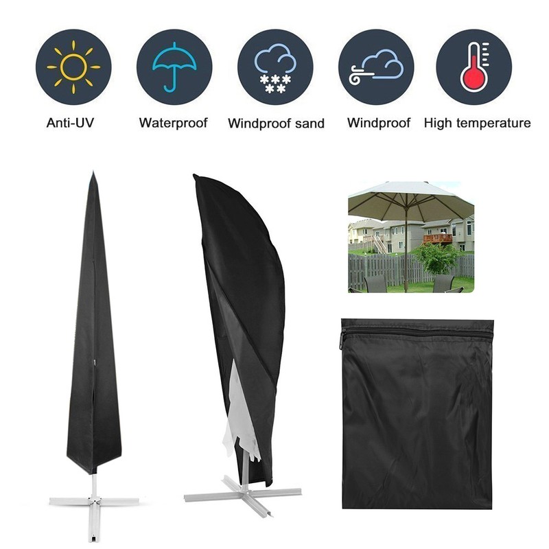 Parasol Cover Large Cantilever Waterproof Dustproof Umbrella Cover Black